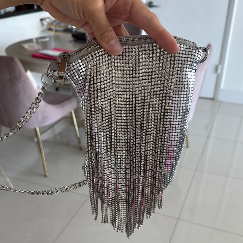 Silver Fringe Chain Bag